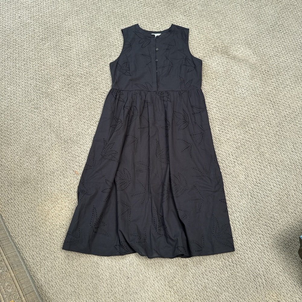 Sleeveless Black Eyelet Dress